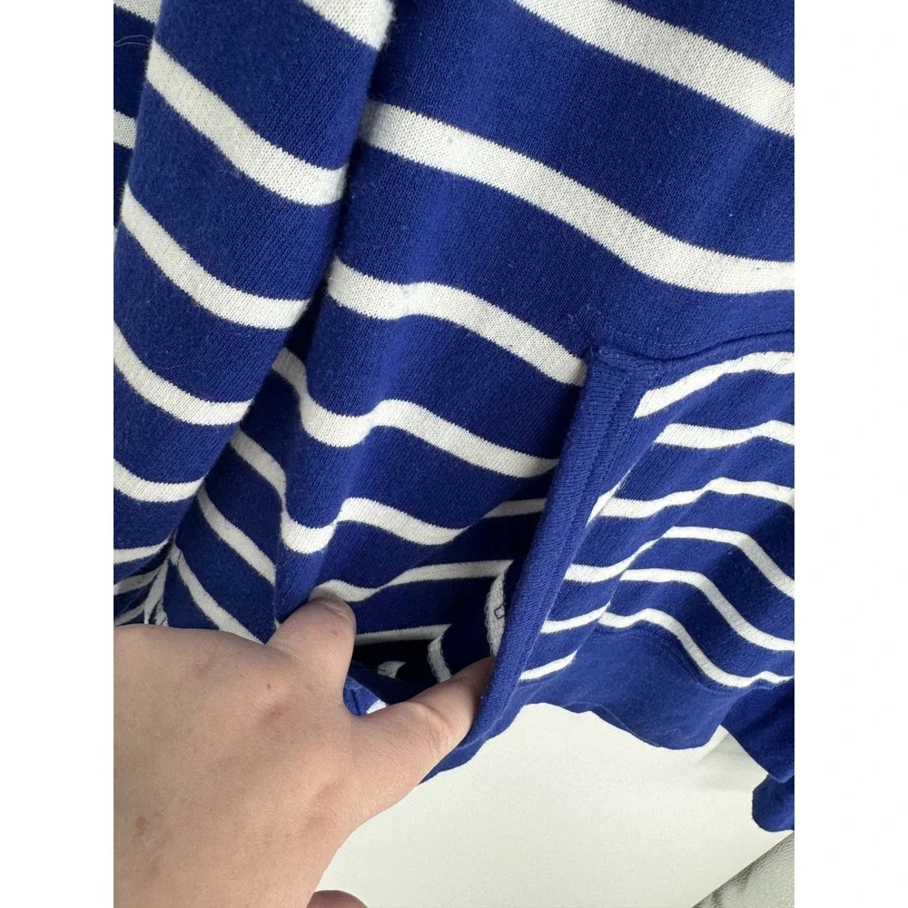 Polo Ralph Lauren Sweater Hoodie Mens Large Blue White Striped Knit Pullover